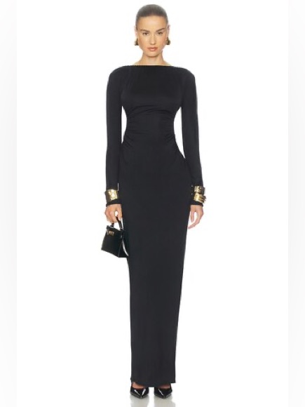 Helsa Classic Black Long-Sleeve Column Dress